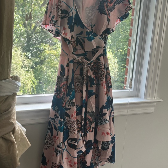 Eliza J, flutter high low faux wrap dress, size 8 - Picture 5 of 9